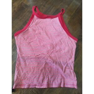 GAP Striped Halter Tank Top Womens M Red White Excellent Built-in Bra Stretch